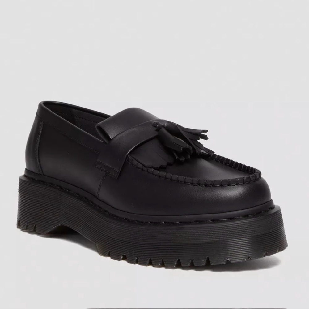 doc martens platform black tassel loafers